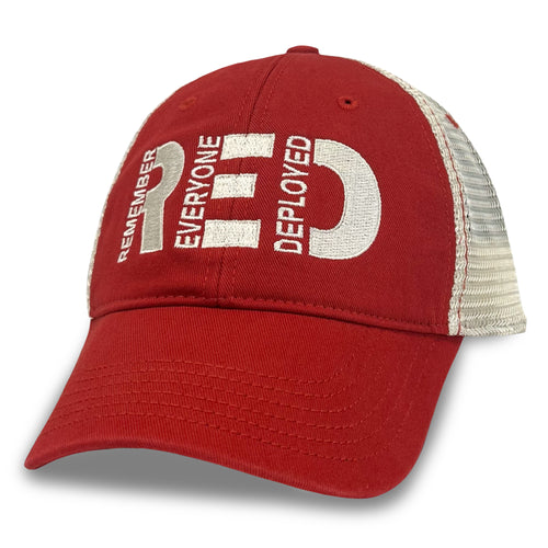 Remember Everyone Deployed Relaxed Twill Trucker Hat (Red)