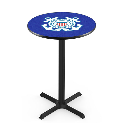 Coast Guard Seal Pub Table with X-Style Base (Black)*