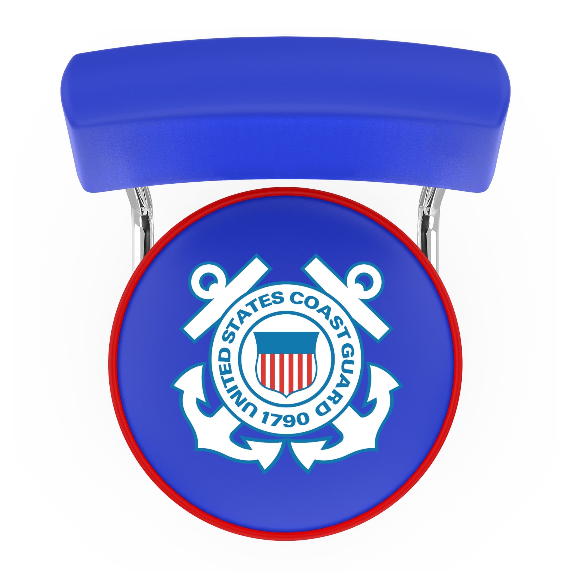 Coast Guard Seal Stool with Back (Chrome Finish)*