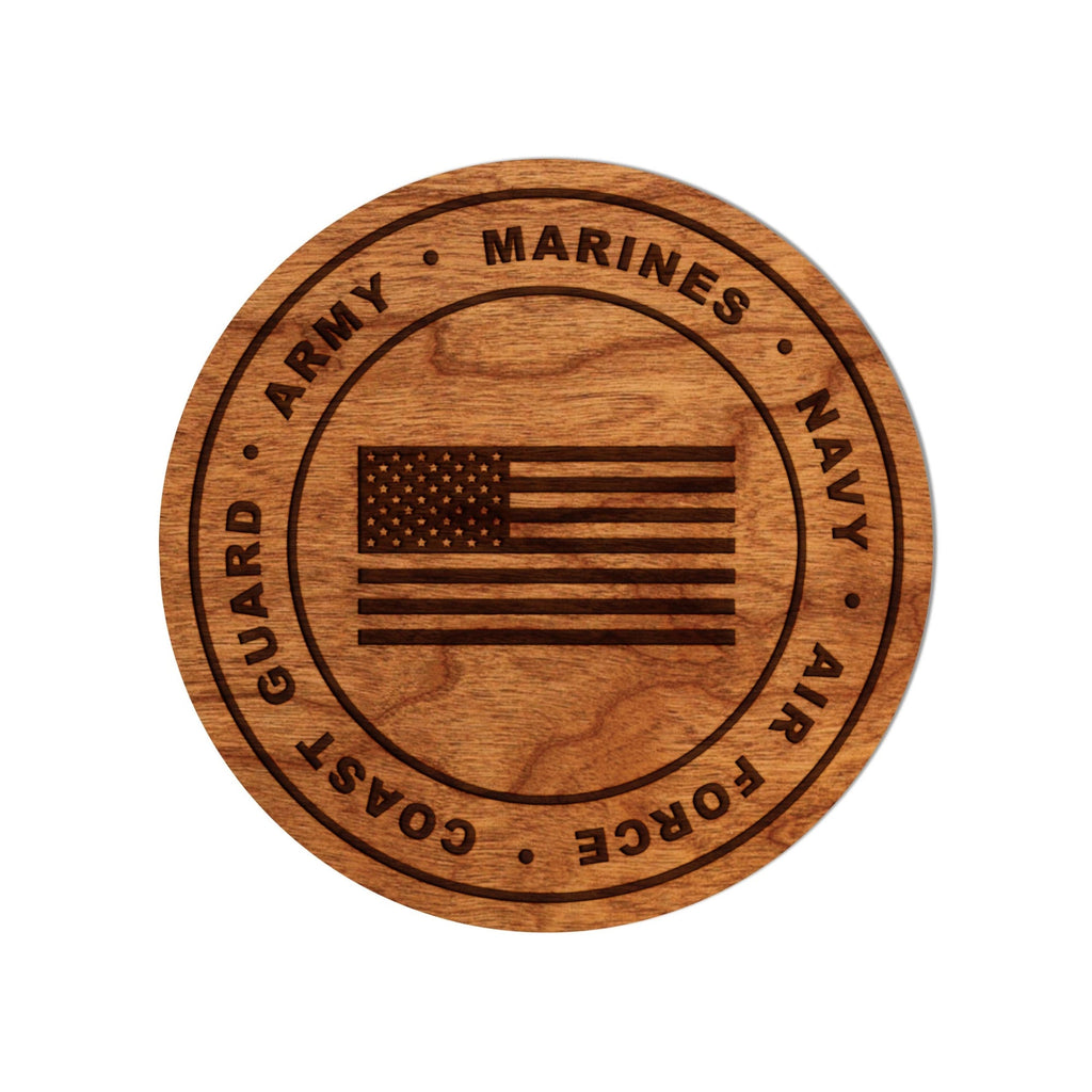 U.S. Armed Services With Flag Coaster