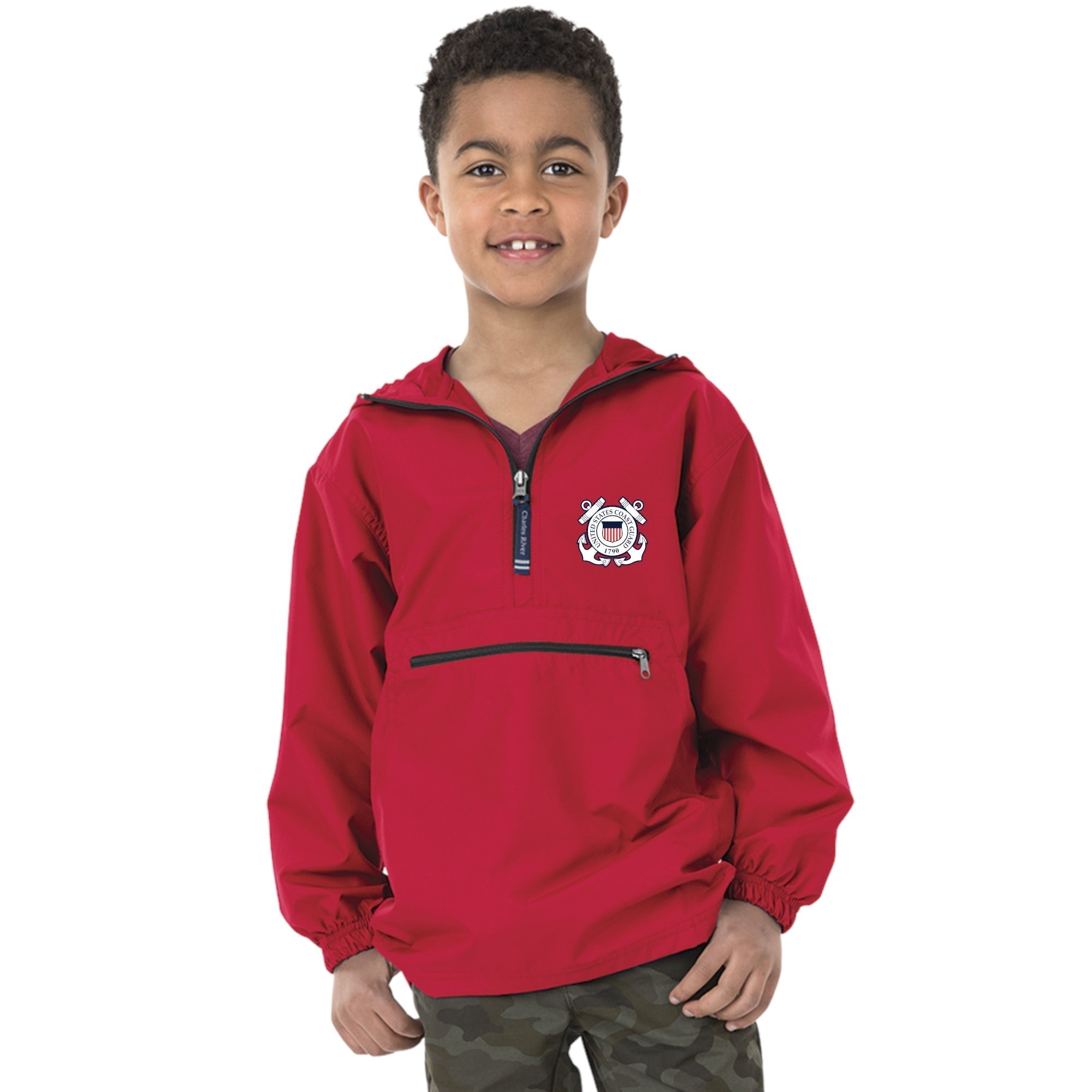 Coast Guard Seal Youth Pack-N-Go Pullover (Red)