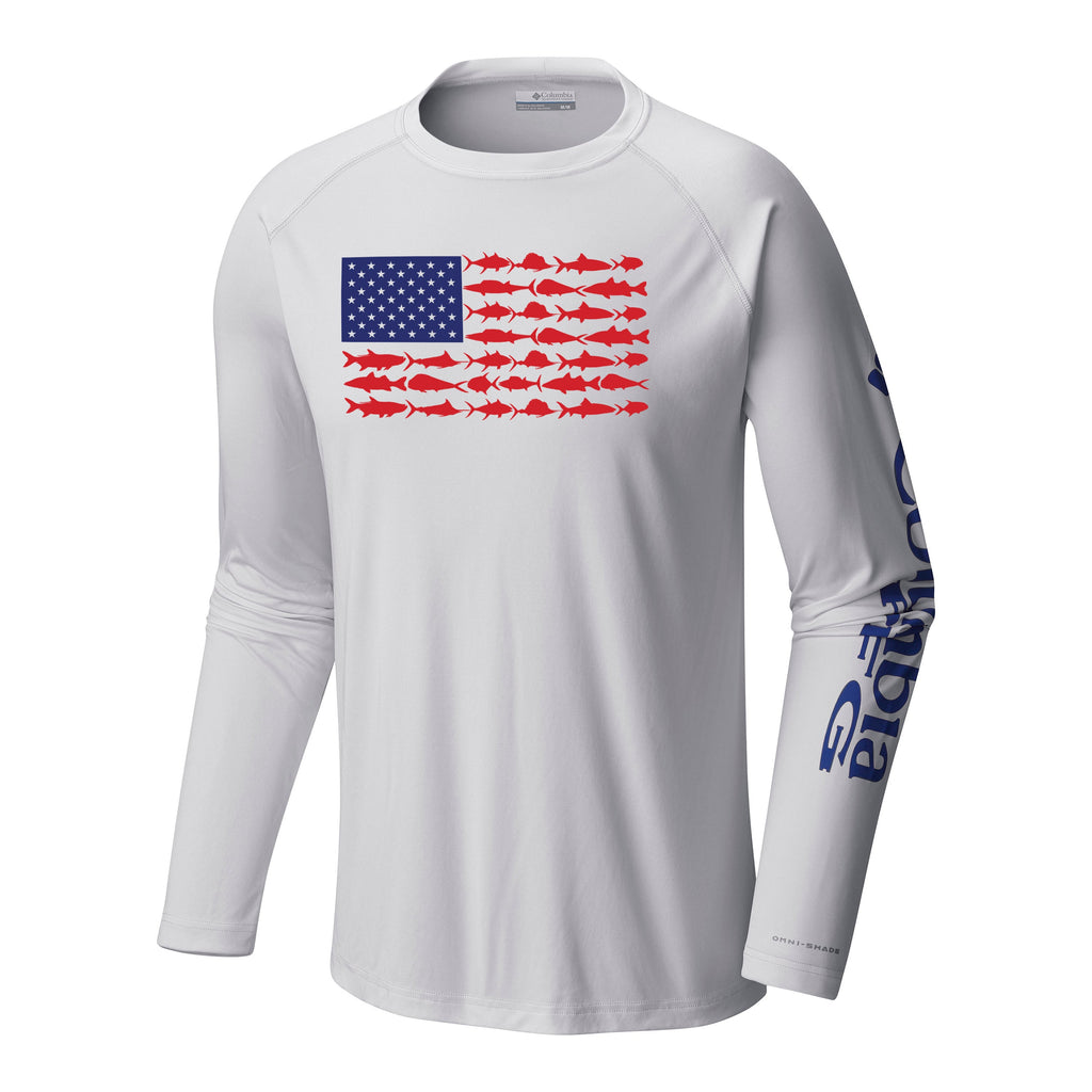 USA Flag Columbia Terminal Tackle Long Sleeve T