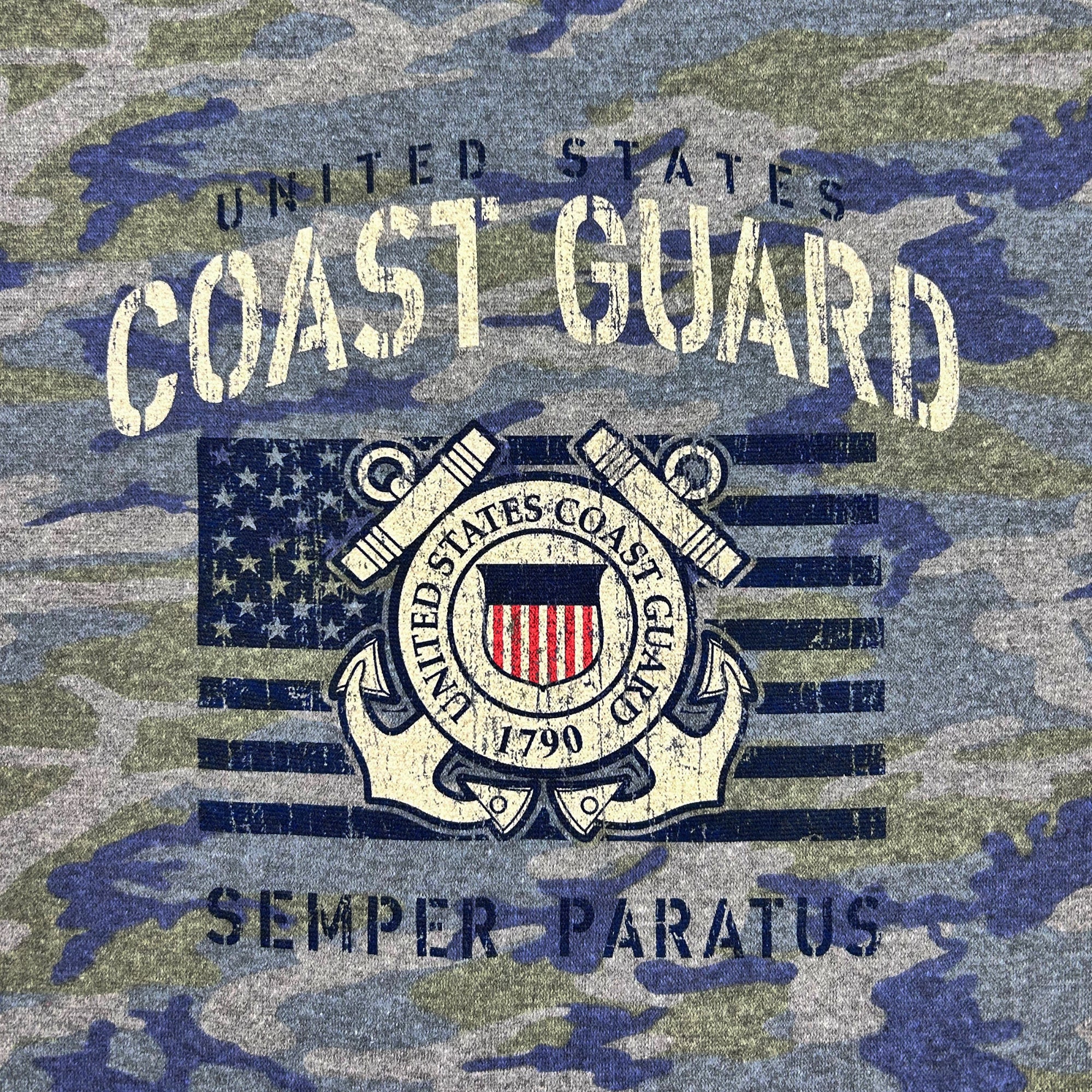 Coast Guard Ladies Vintage Stencil Fleece Crewneck (Camo)