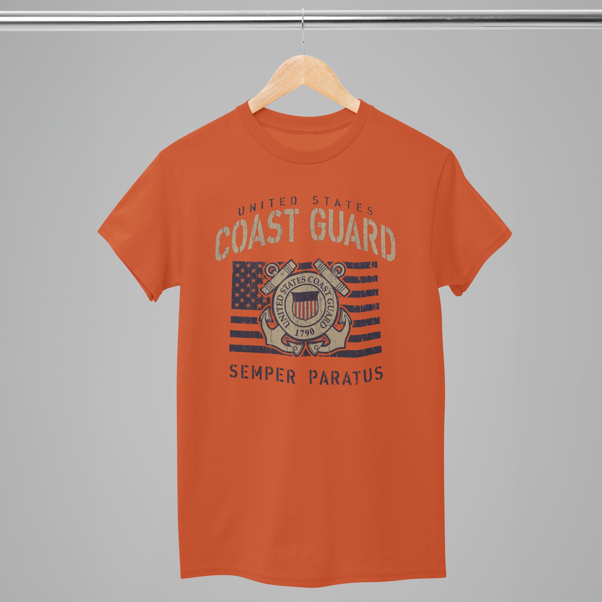 Coast Guard Vintage Stencil T-Shirt (Orange)