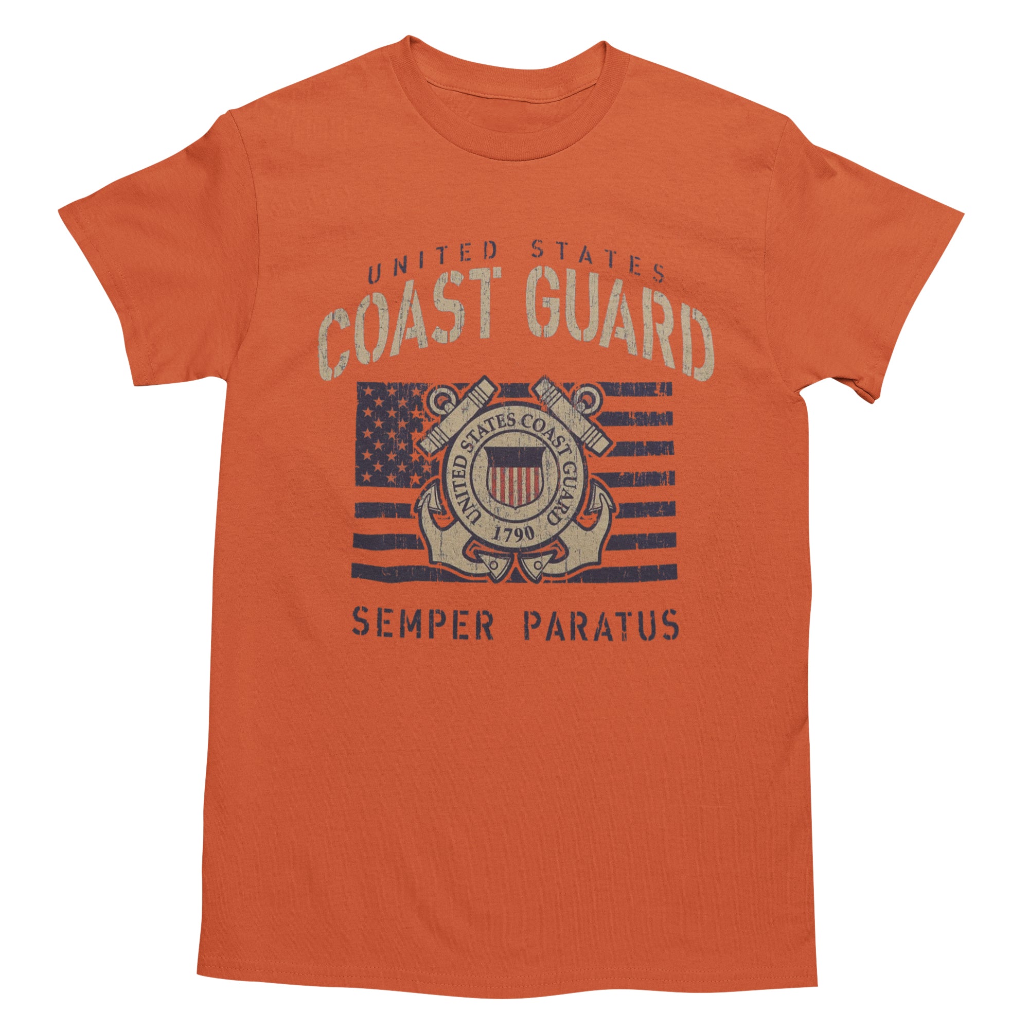 Coast Guard Vintage Stencil T-Shirt (Orange)