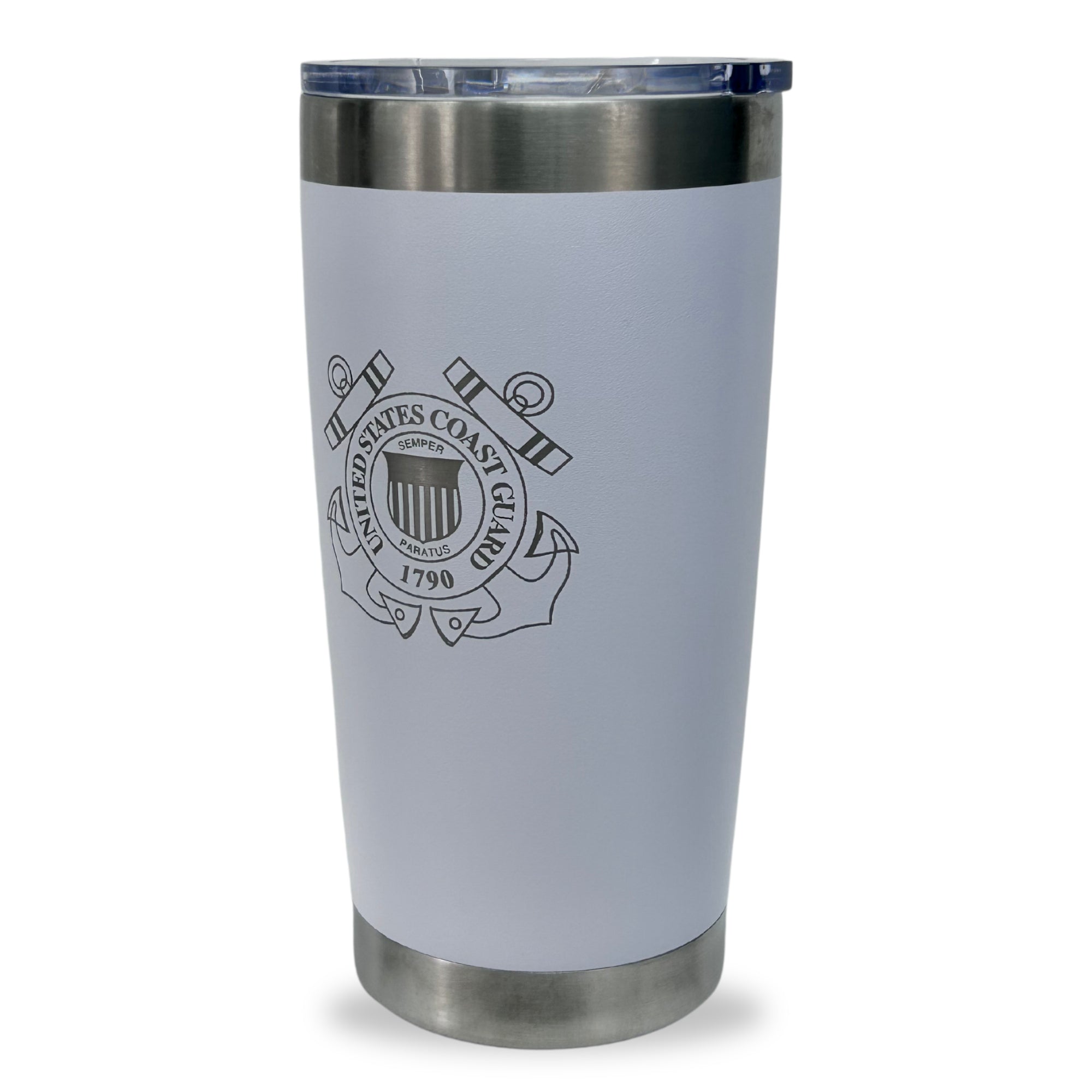 Coast Guard Seal Stainless Steel Laser Etched 20oz Tumbler (White)