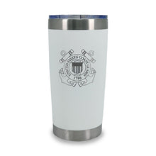 Load image into Gallery viewer, Coast Guard Seal Stainless Steel Laser Etched 20oz Tumbler (White)