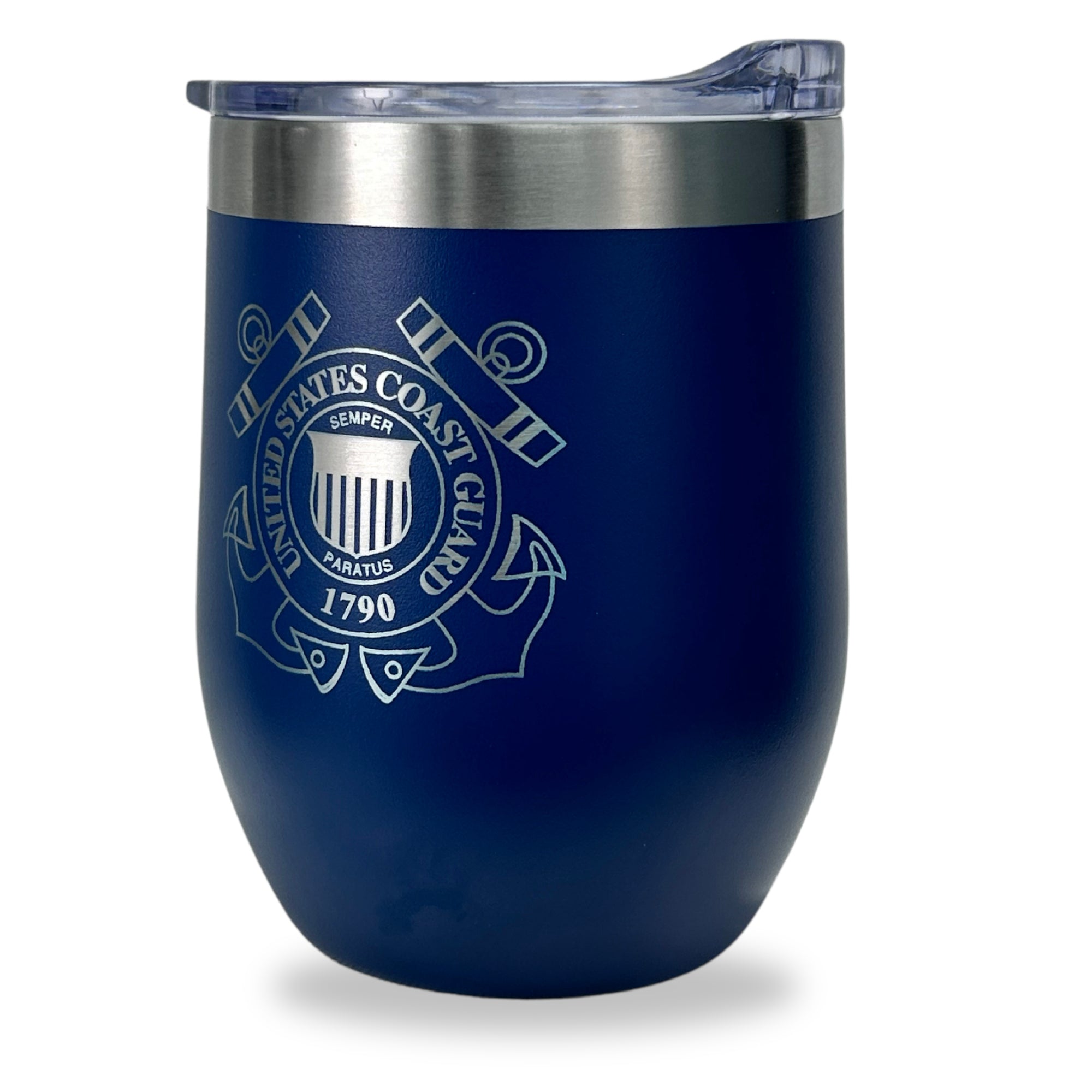 Coast Guard Seal Stainless Steel Laser Etched 16oz Cooler (Navy)