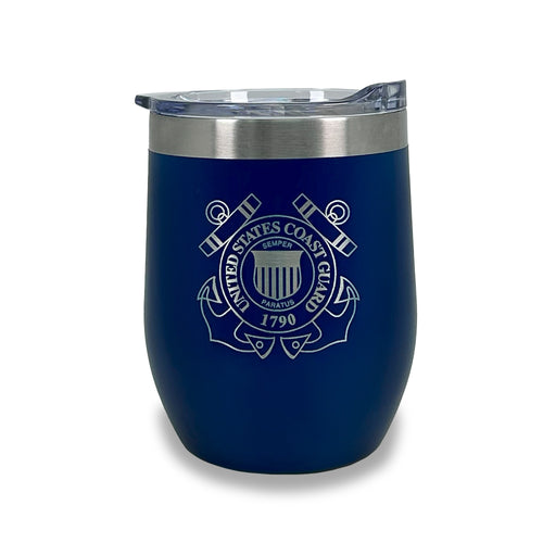 Coast Guard Seal Stainless Steel Laser Etched 16oz Cooler (Navy)