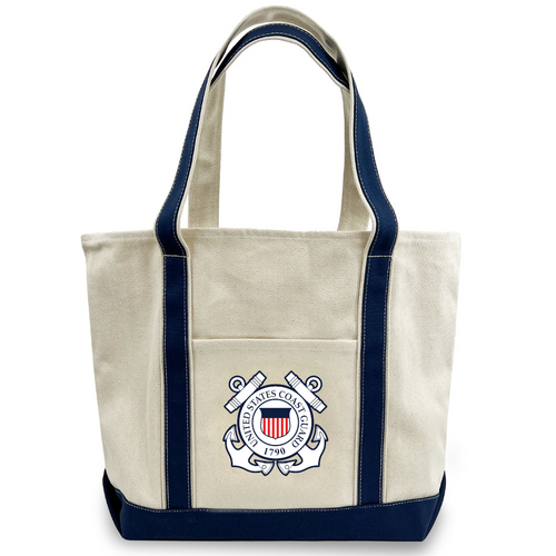 Coast Guard Anchor Classic Natural Canvas Tote (Natural/Navy)