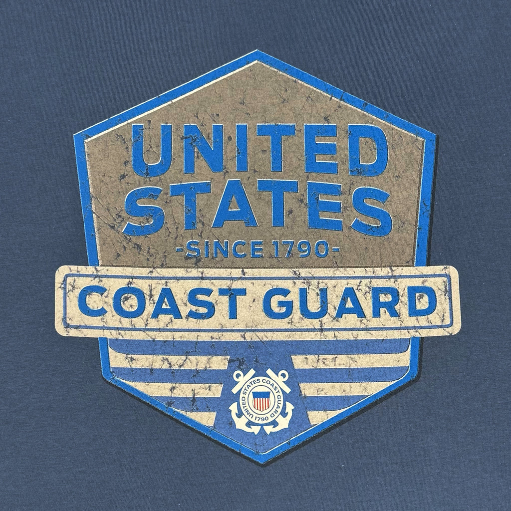 Coast Guard Distressed Hexagon Shield T-Shirt (Indigo)