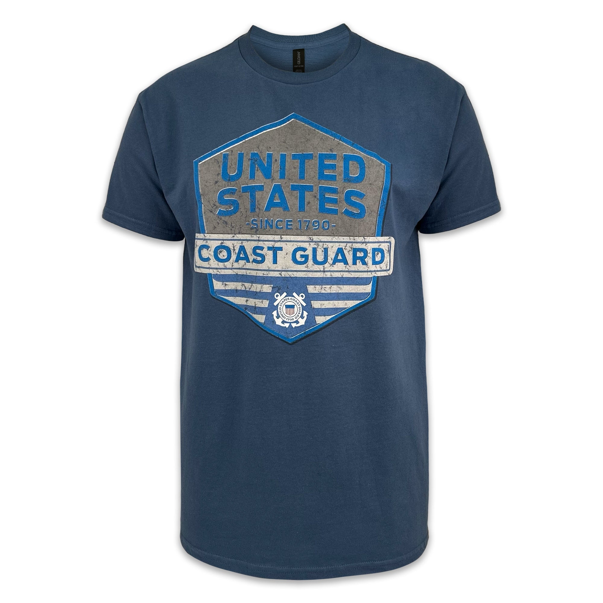 Coast Guard Distressed Hexagon Shield T-Shirt (Indigo)