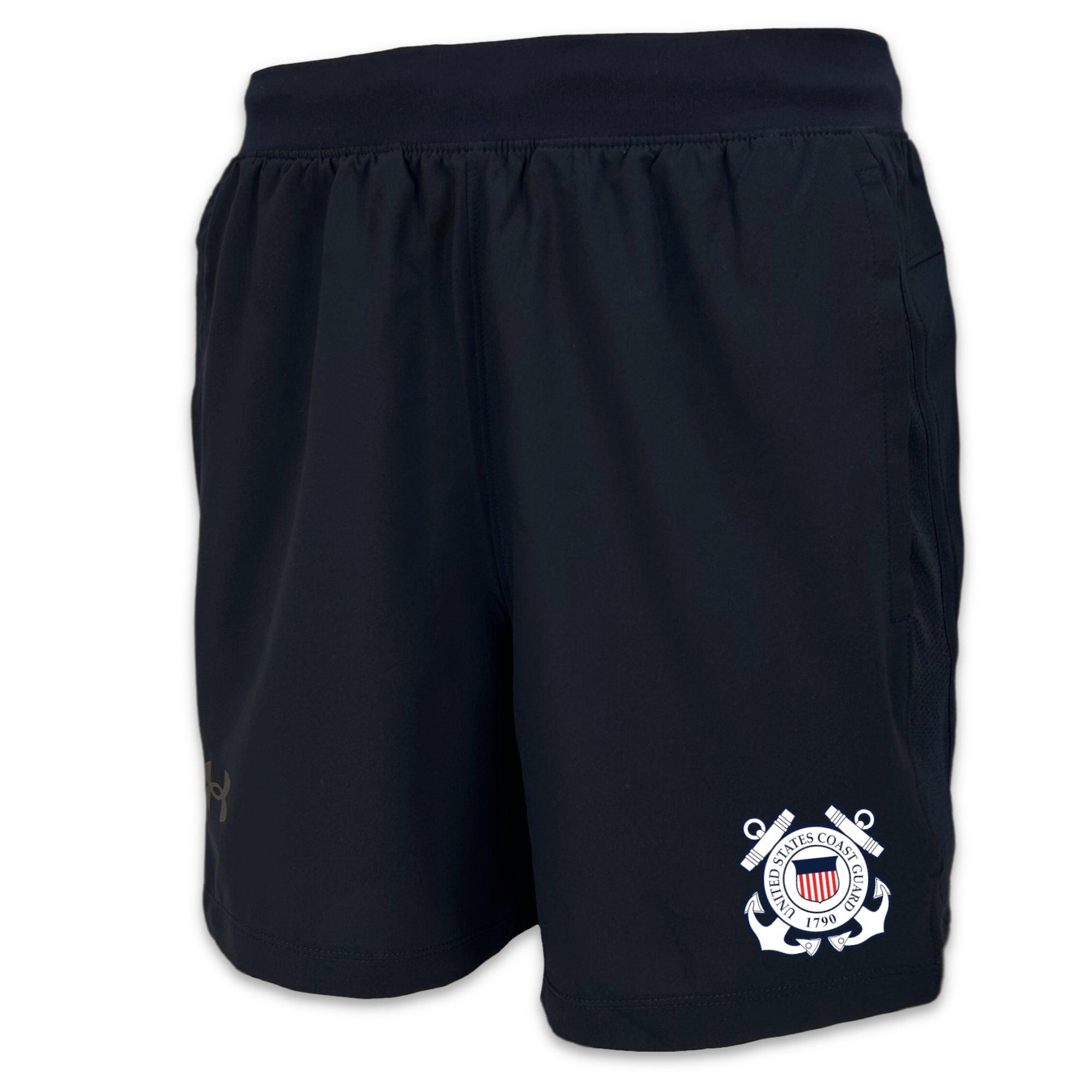 Coast Guard Seal Under Armour Men's Launch Run 5" Shorts (Black)