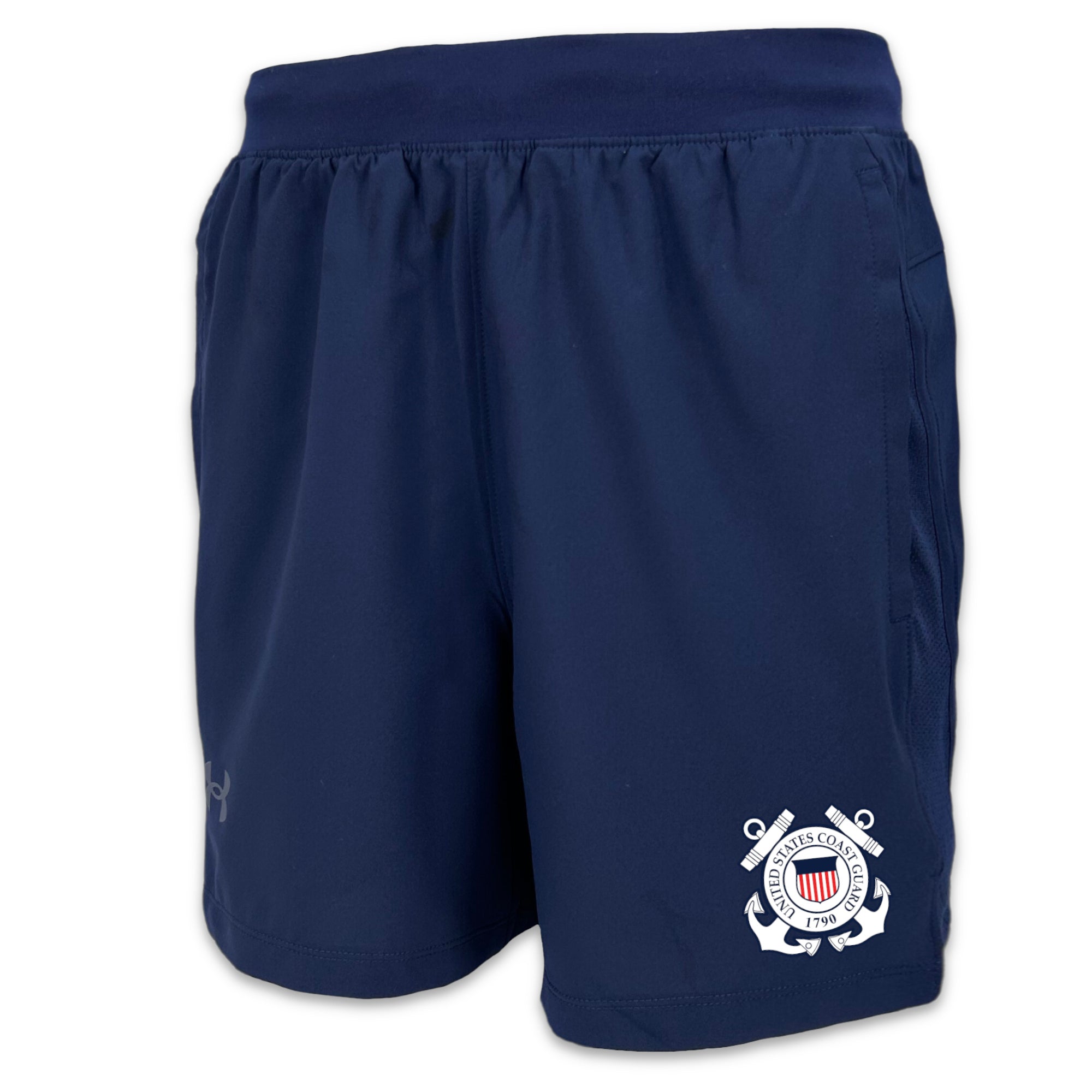 Coast Guard Seal Under Armour Men's Launch Run 5" Shorts (Navy)