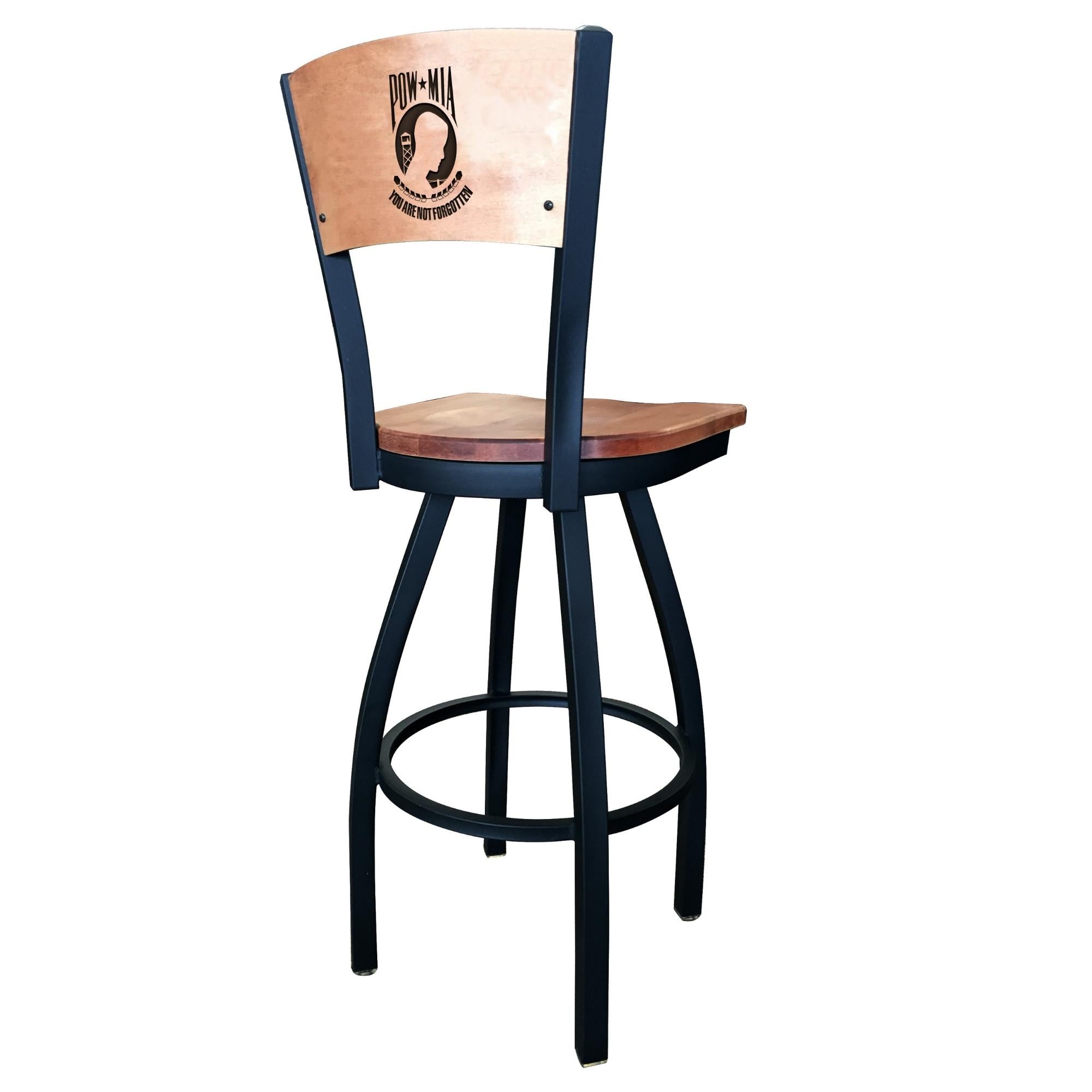 POW/MIA Swivel Stool with Laser Engraved Back