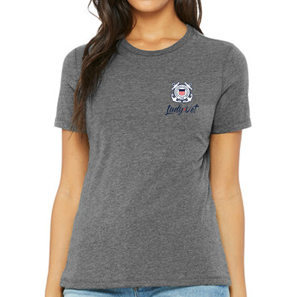 Coast Guard Lady Vet Left Chest Logo Ladies T-Shirt