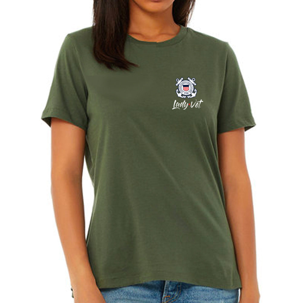 Coast Guard Lady Vet Left Chest Logo Ladies T-Shirt