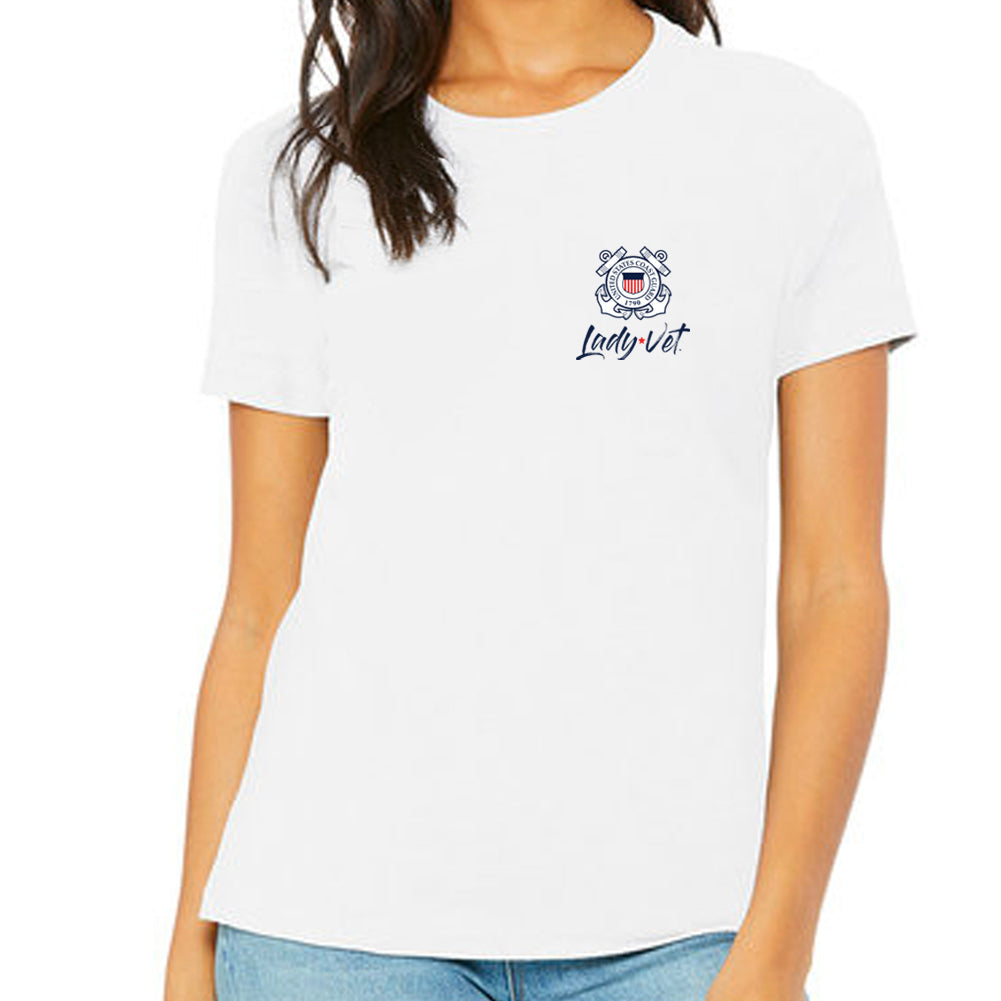 Coast Guard Lady Vet Left Chest Logo Ladies T-Shirt