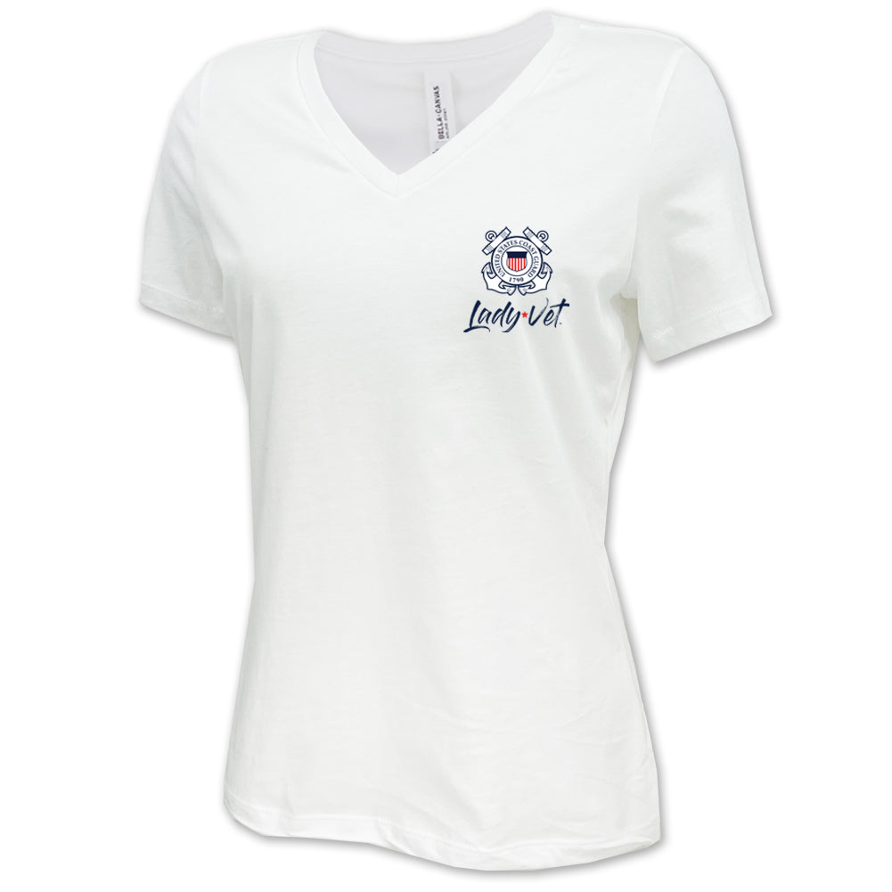 Coast Guard Lady Vet Left Chest Logo V-Neck T-Shirt