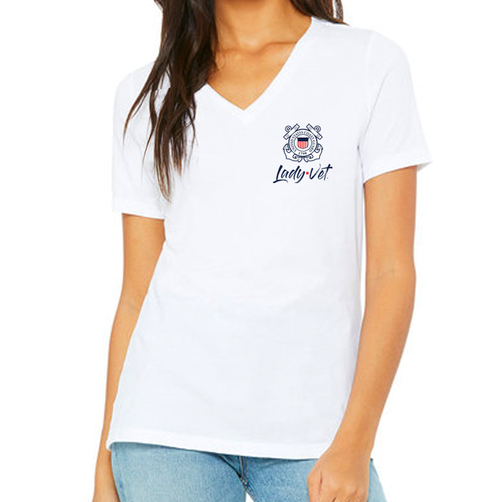 Coast Guard Lady Vet Left Chest Logo V-Neck T-Shirt