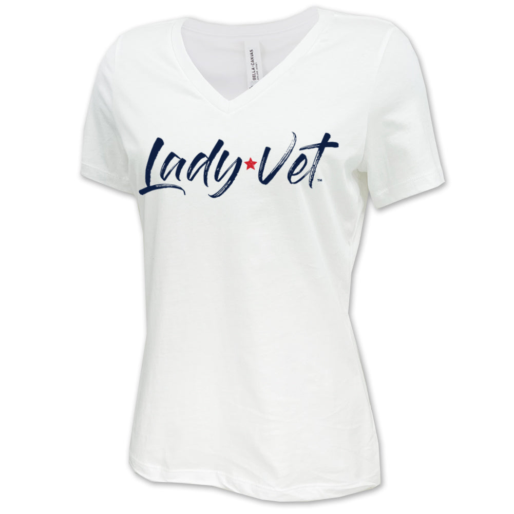 Coast Guard Lady Vet Full Chest Logo V-Neck T-Shirt