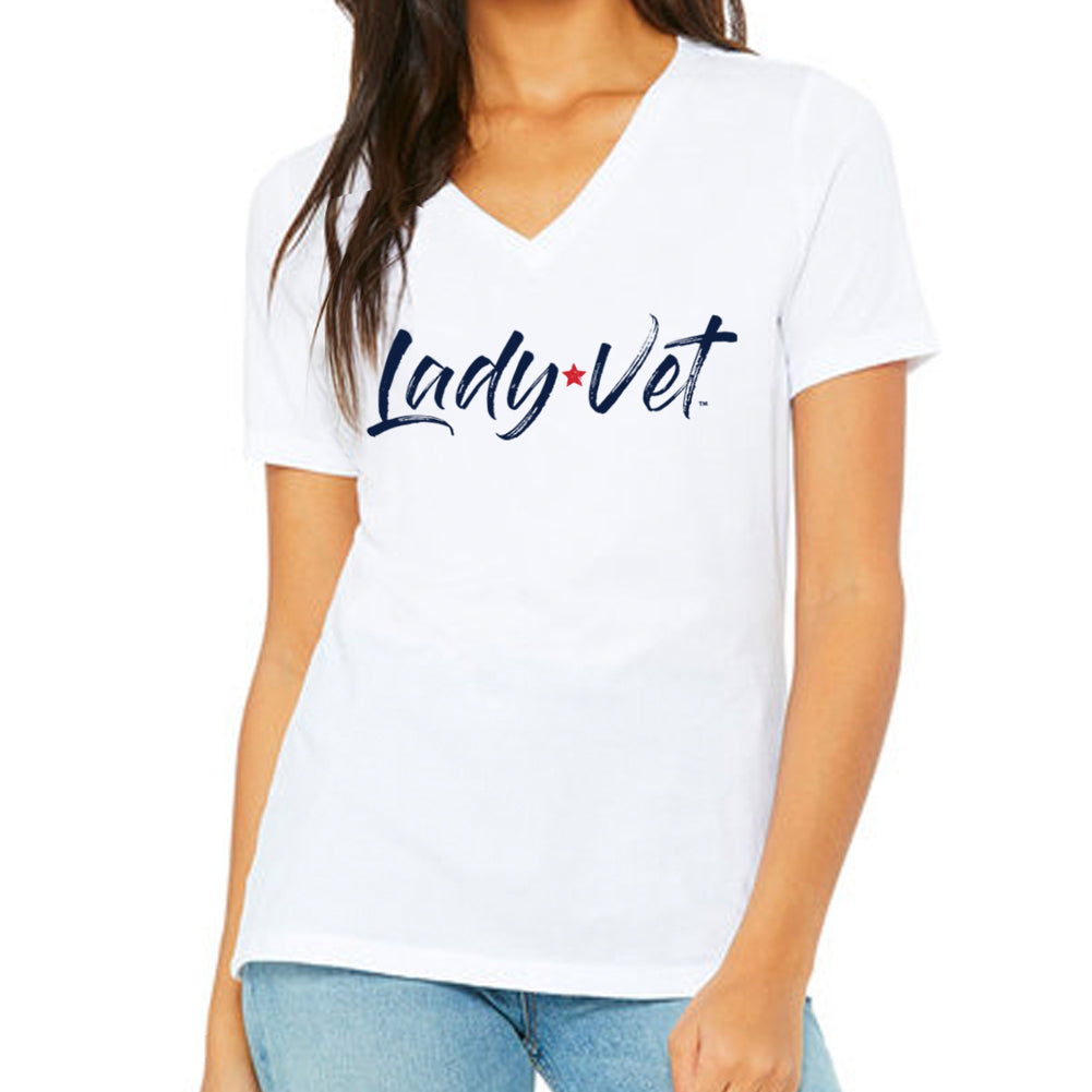 Coast Guard Lady Vet Full Chest Logo V-Neck T-Shirt