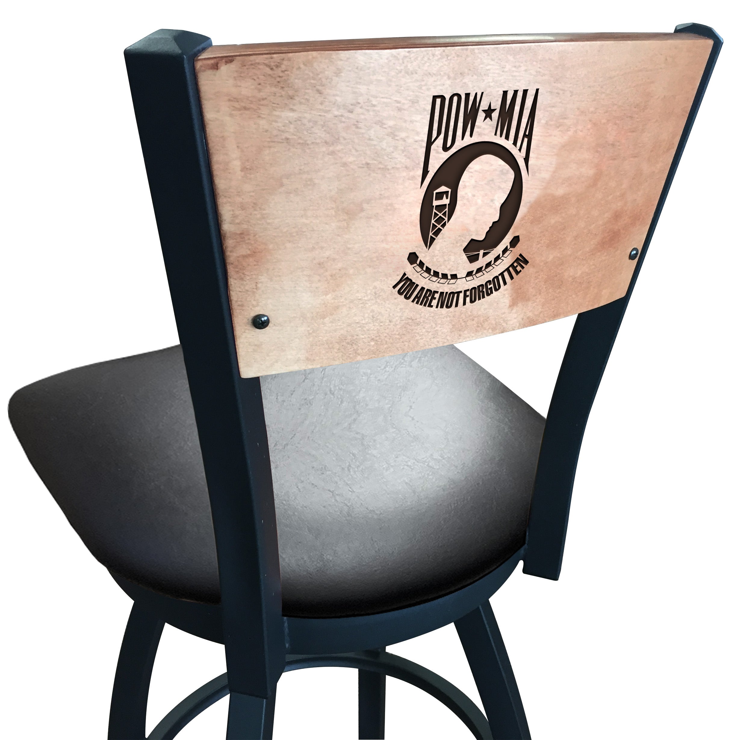 POW/MIA Swivel Stool with Laser Engraved Back*