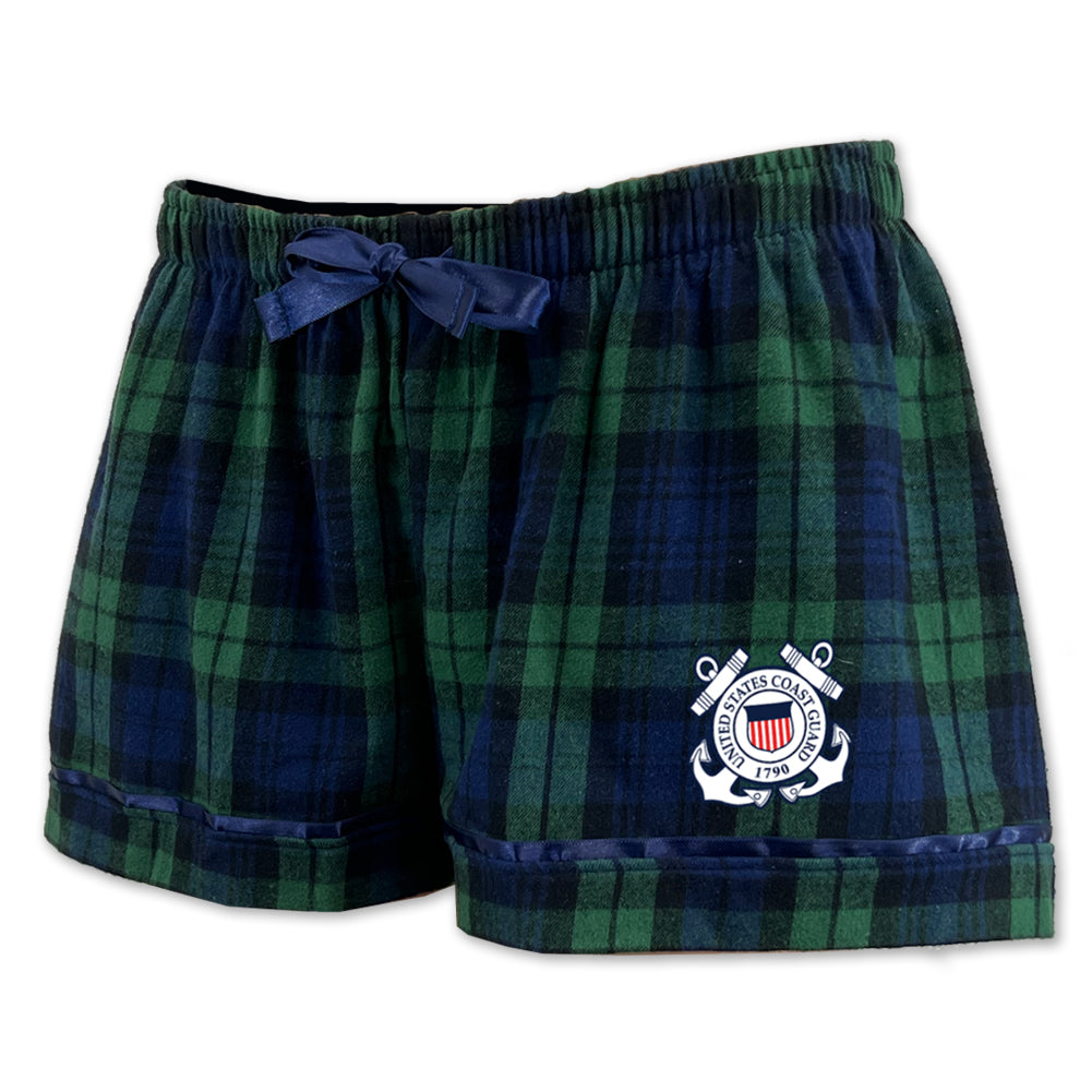 Coast Guard Ladies Seal Logo Flannel Shorts (Blackwatch)