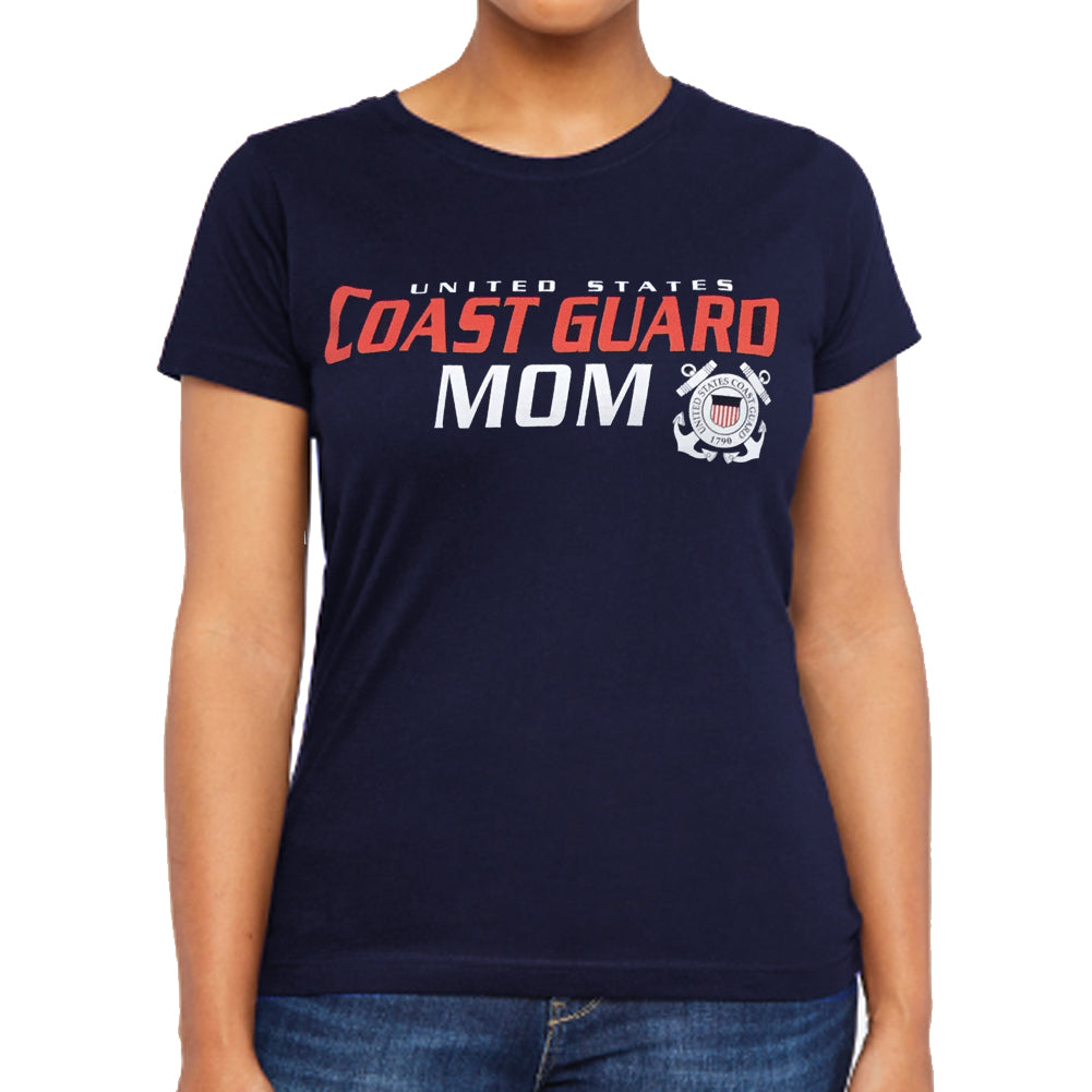 Ladies United States Coast Guard Mom T-Shirt (Navy)